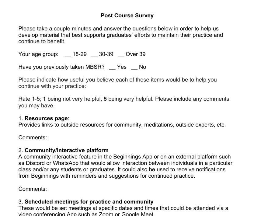 The survey as a Word document