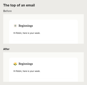 Email header, before and after